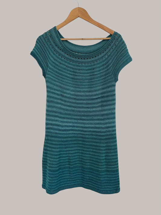 Hand knit teal dress women's small/medium