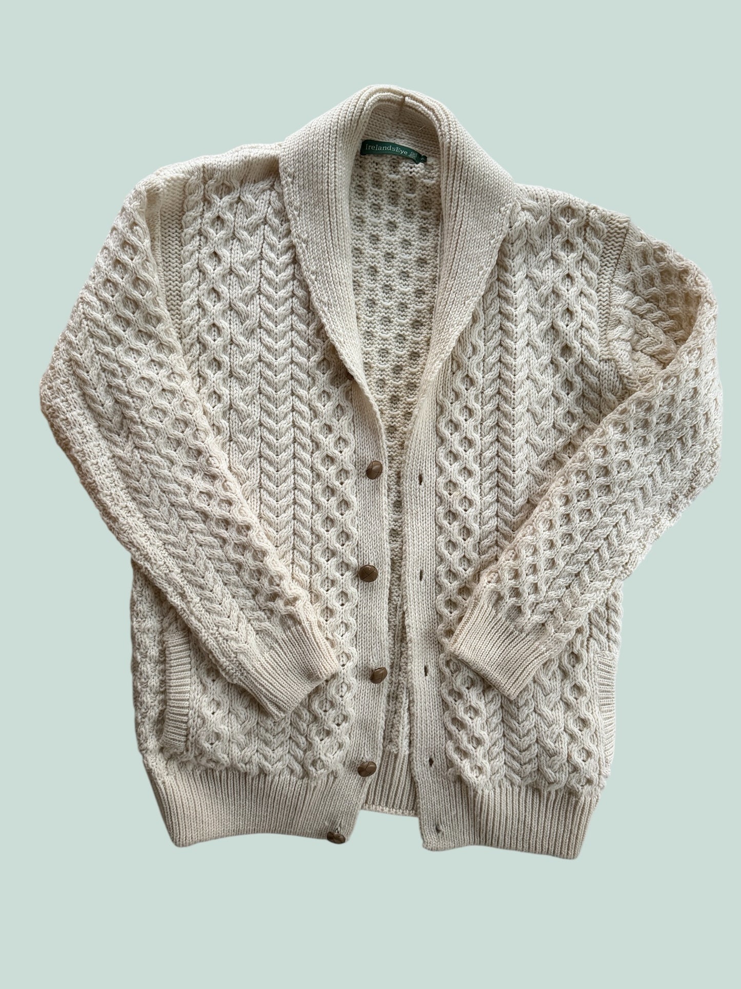 Cream wool cardigan made in Ireland women's large | Ireland's Eye
