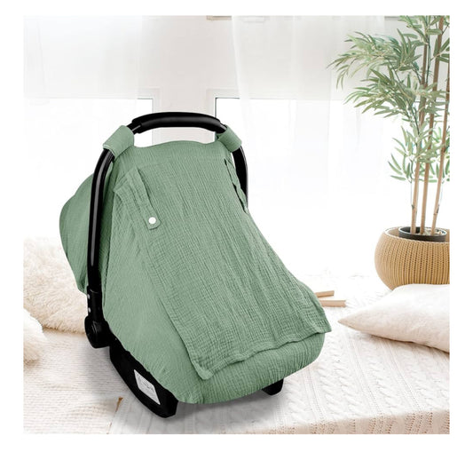 Muslin sage car seat cover