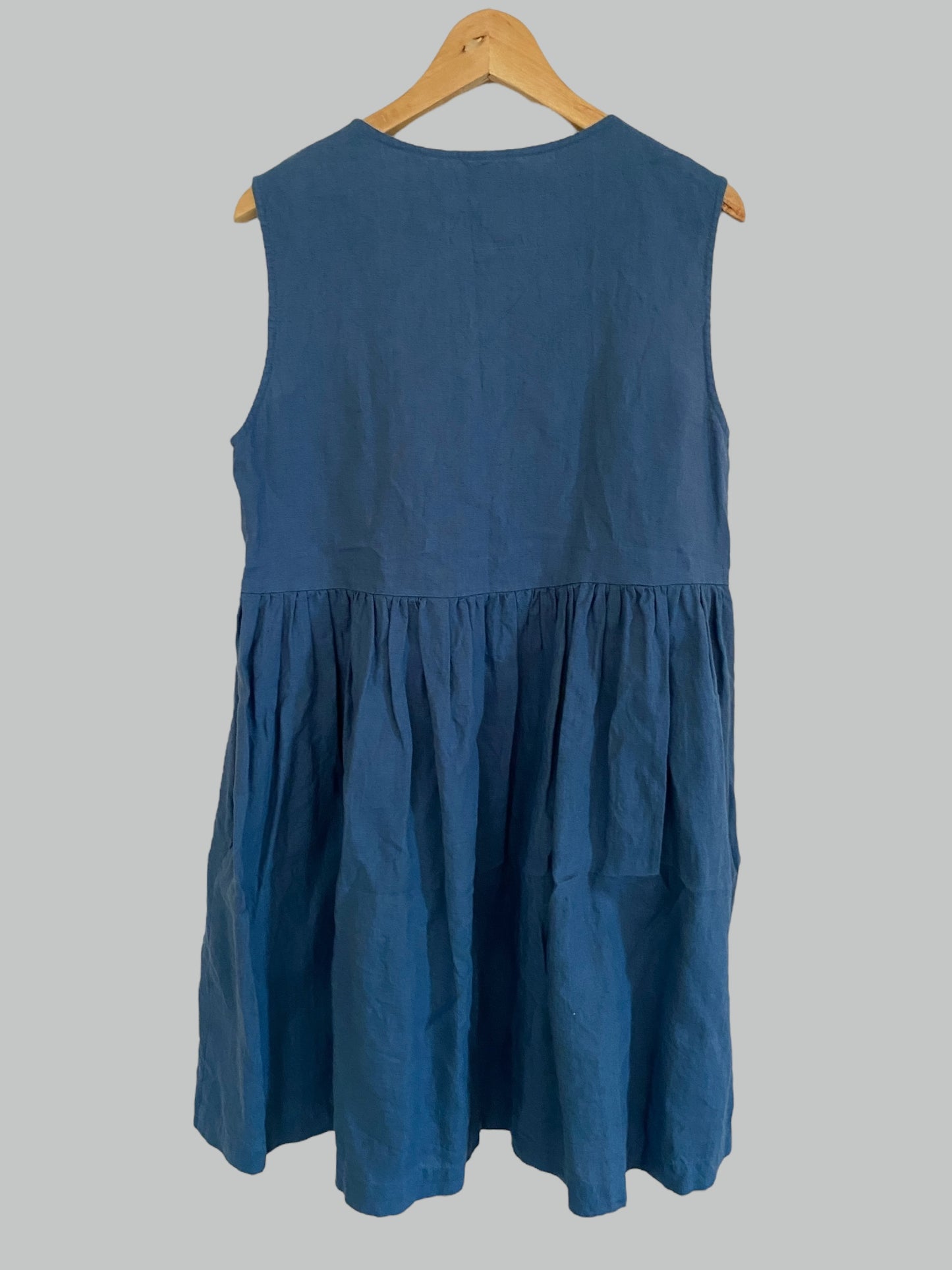 Indigo Mama Midi linen dress women's medium | Not Perfect Linen