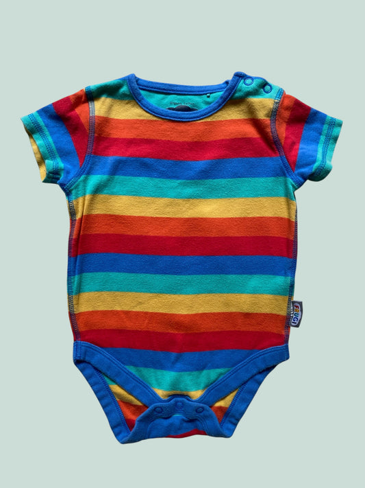 Rainbow striped organic cotton onesie 6-12m | Frugi