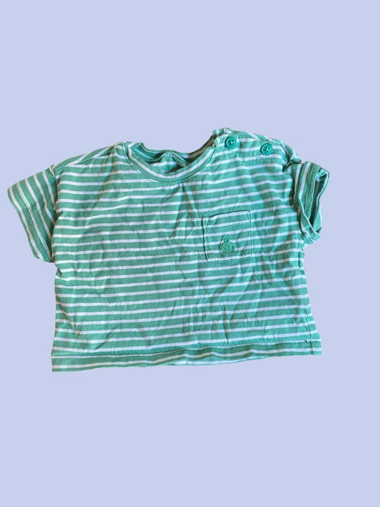 Green cotton striped t-shirt 3-6m | Gap