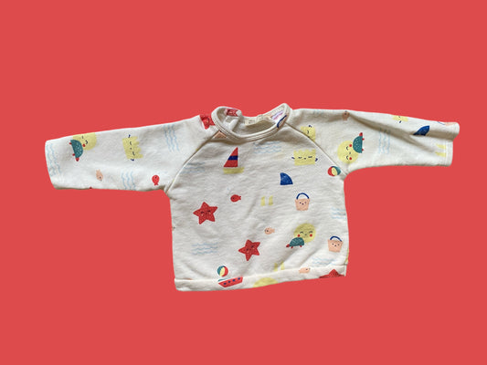 Cotton beach themed sweatshirt 3-6m | Zara