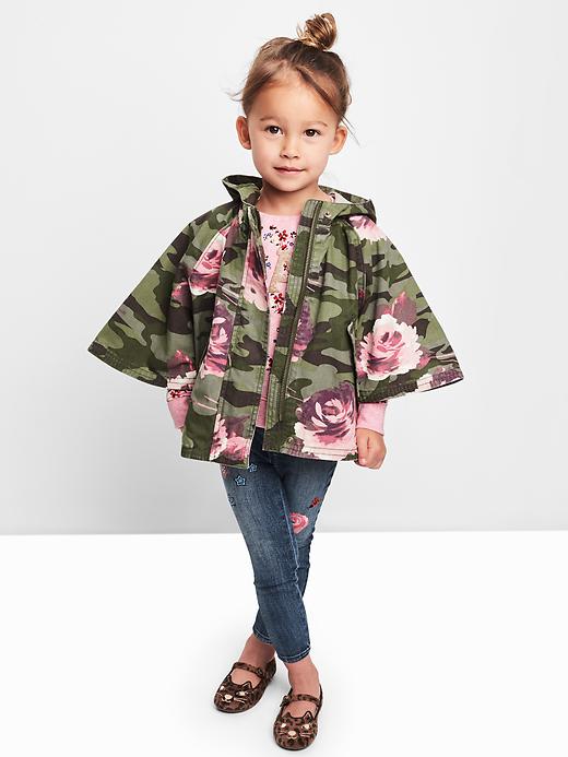 Cotton floral camo poncho jacket 2Y | Gap