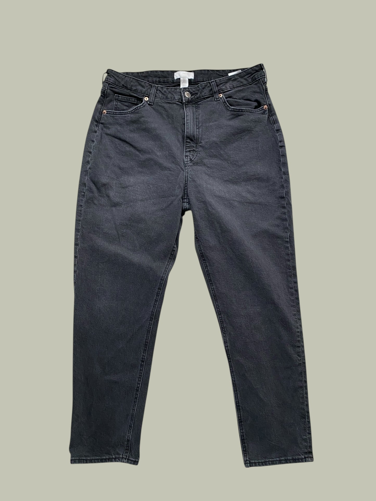 Dark grey cotton denim mom jeans women's 14 US (46 EU) | H&M