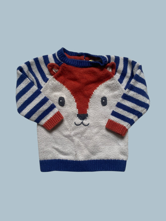Cotton blend fox knit sweater 6-12m | Boden