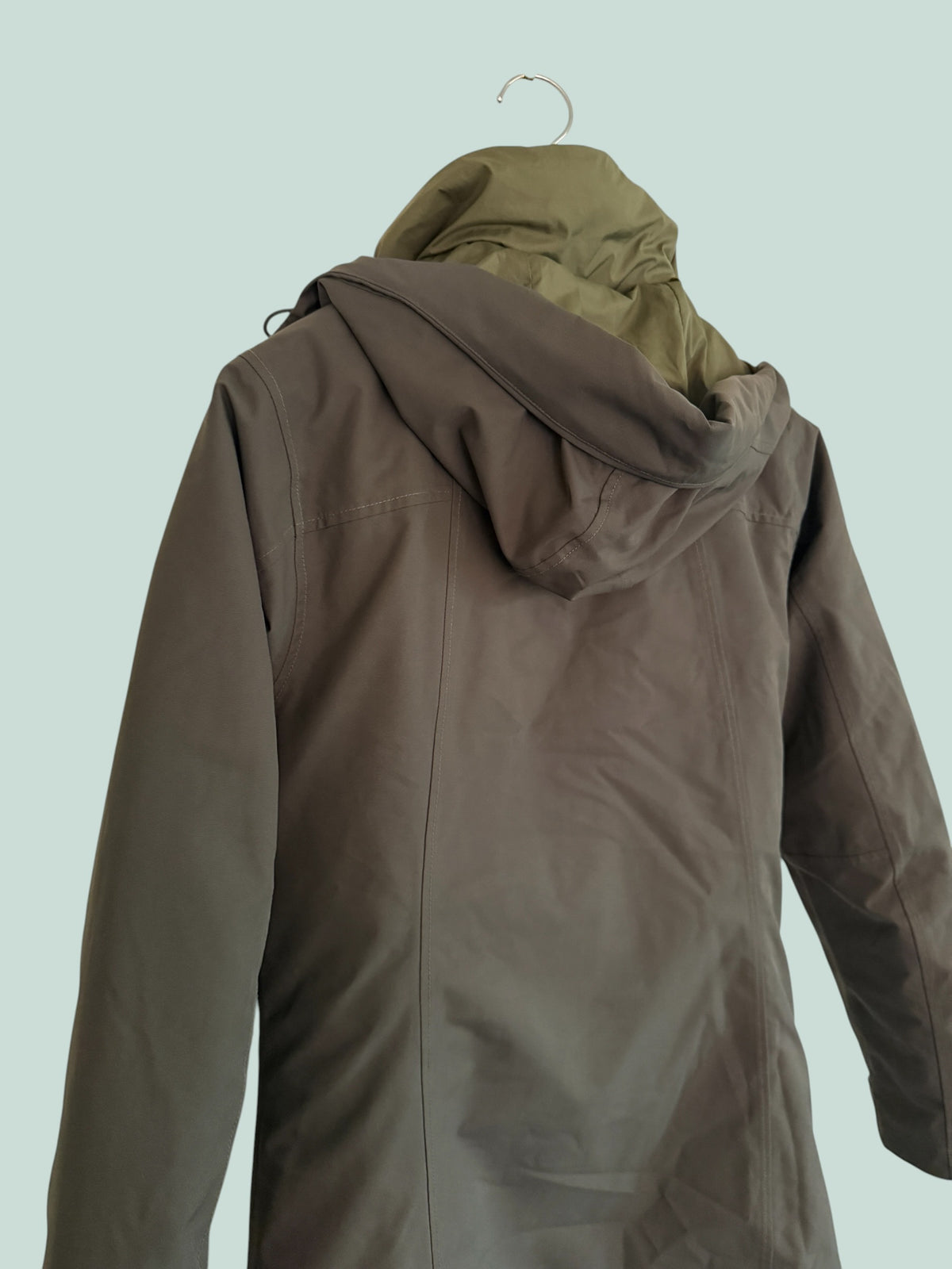 3-in-1 down parka with outer shell women’s small dark green/brown | MEC