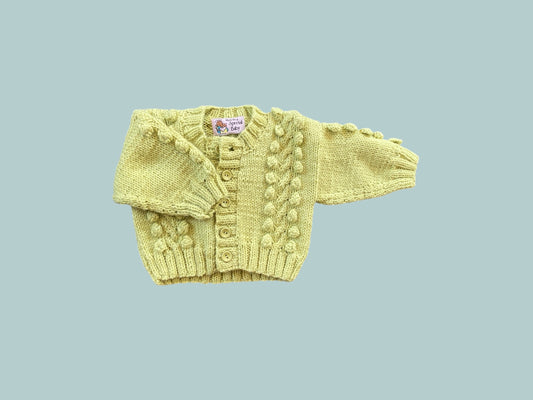 Hand knit popcorn cardigan size 1-2Y