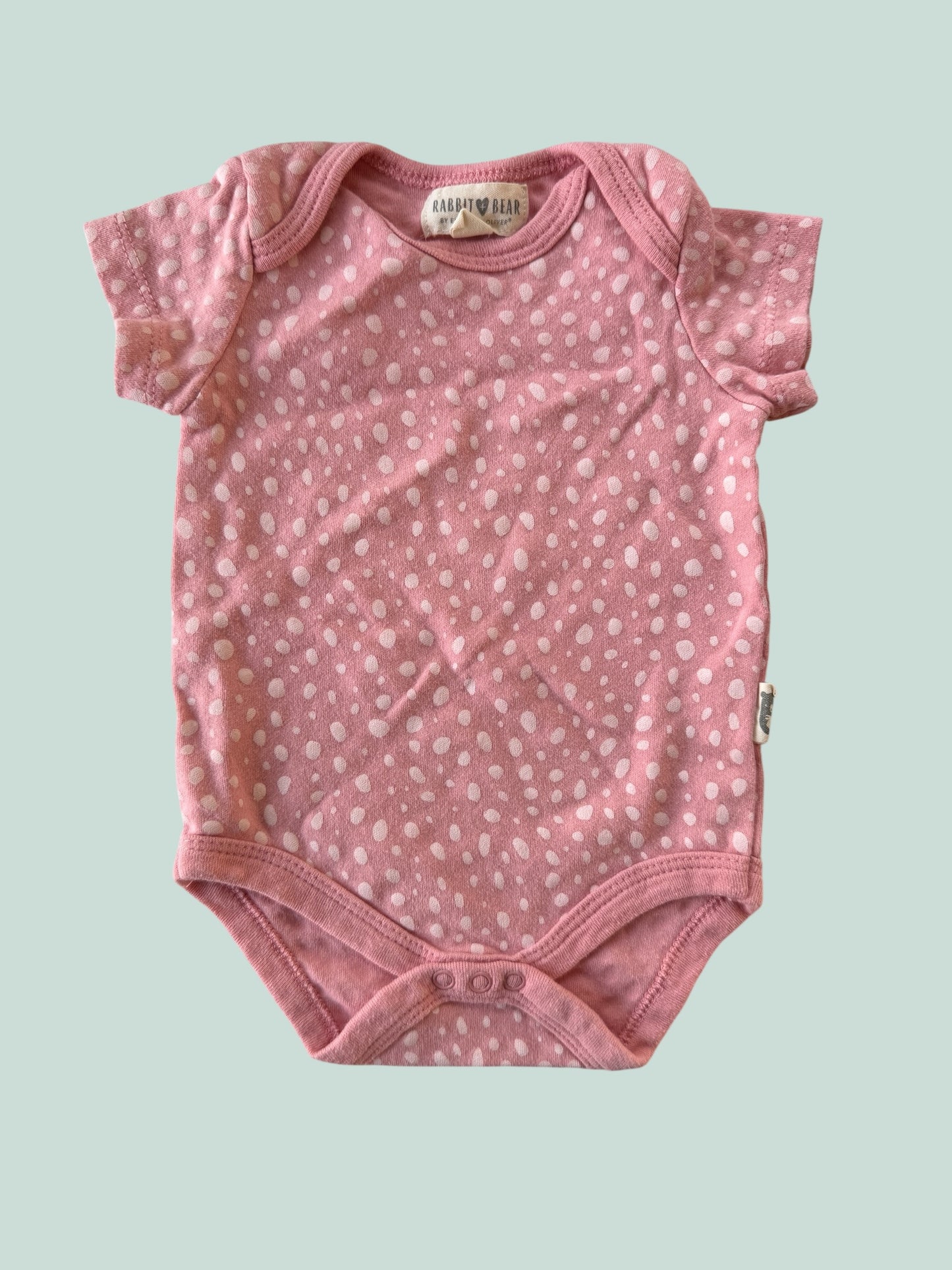 Organic cotton onesie 0-3m | Rabbit + Bear