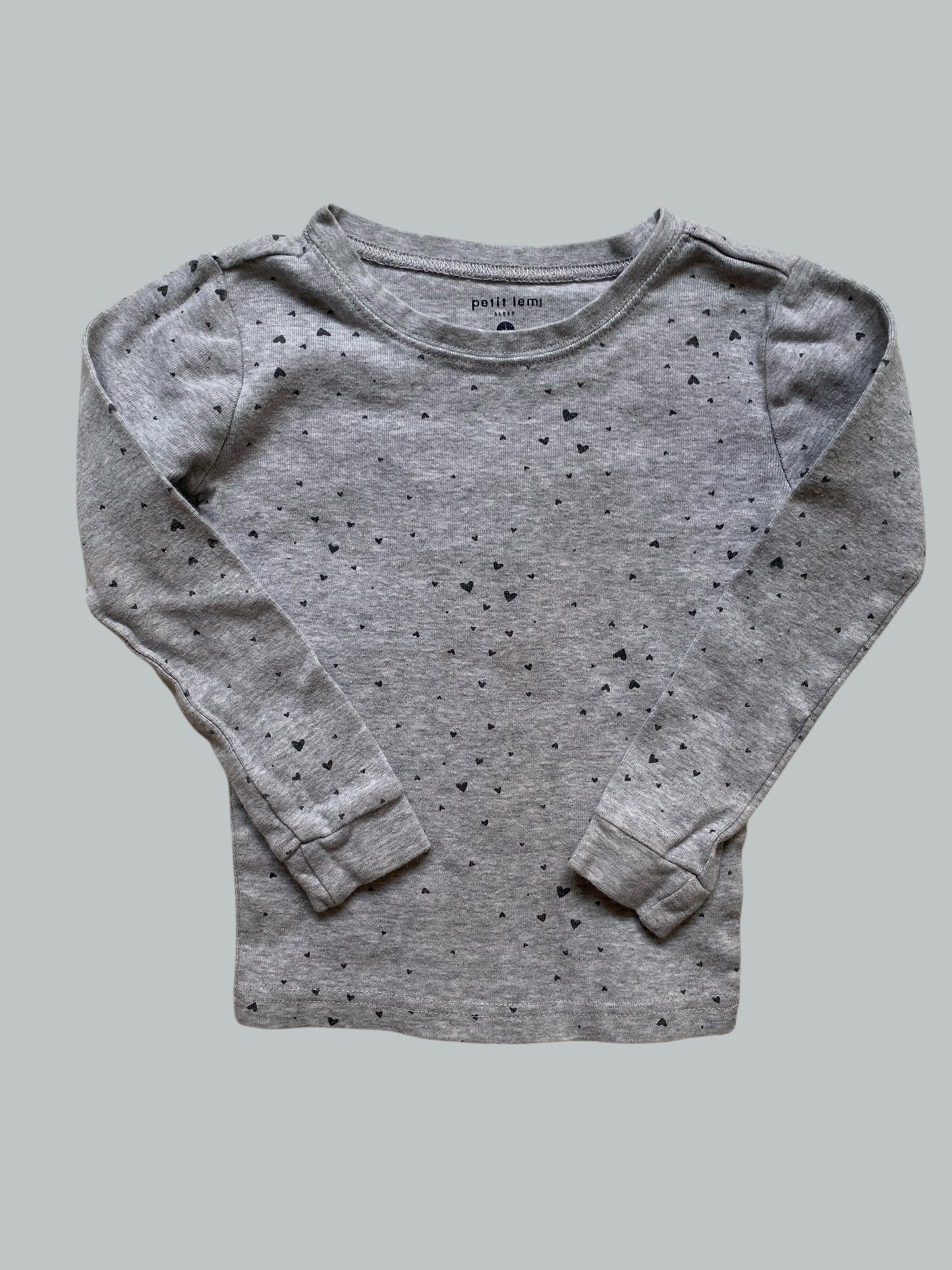 Organic cotton long sleeve heart PJ top 3Y | Petit Lem