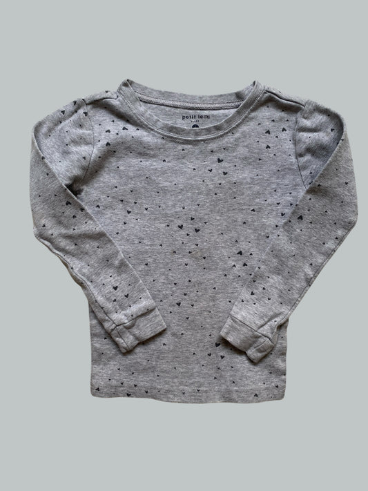 Organic cotton long sleeve heart PJ top 3Y | Petit Lem