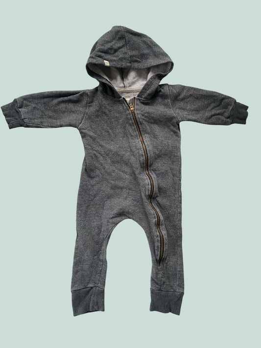 Organic cotton grey zipped biker rompersuit 6-12m | Mini Mioche