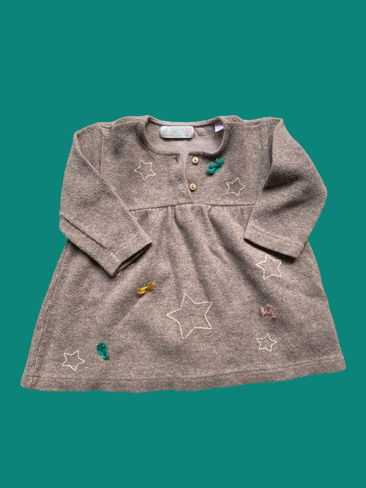 Cotton/wool blend knit star dress 18-24m | Zara