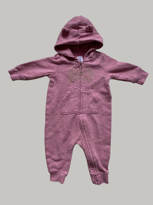 Pink cotton-blend long sleeve zip up 3-6m | Gap