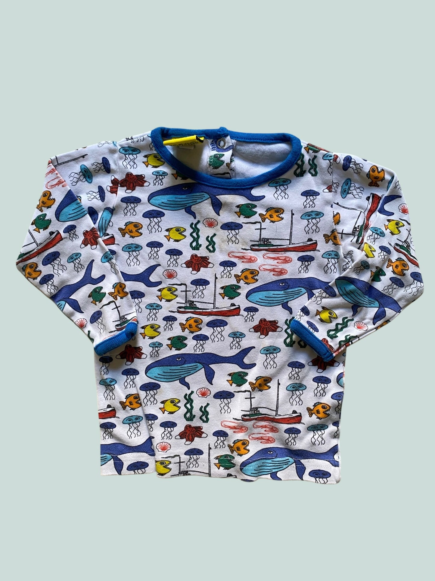 Organic cotton sealife long sleeve top 1Y (74, generous) | Duns Sweden