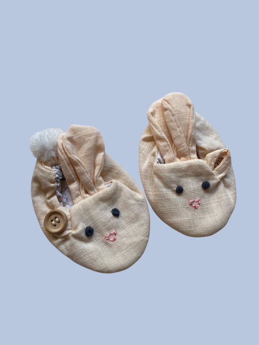 Cotton bunny newborn booties
