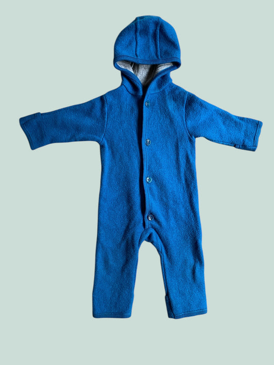 Boiled wool blue bunting suit 3-9m | Disana