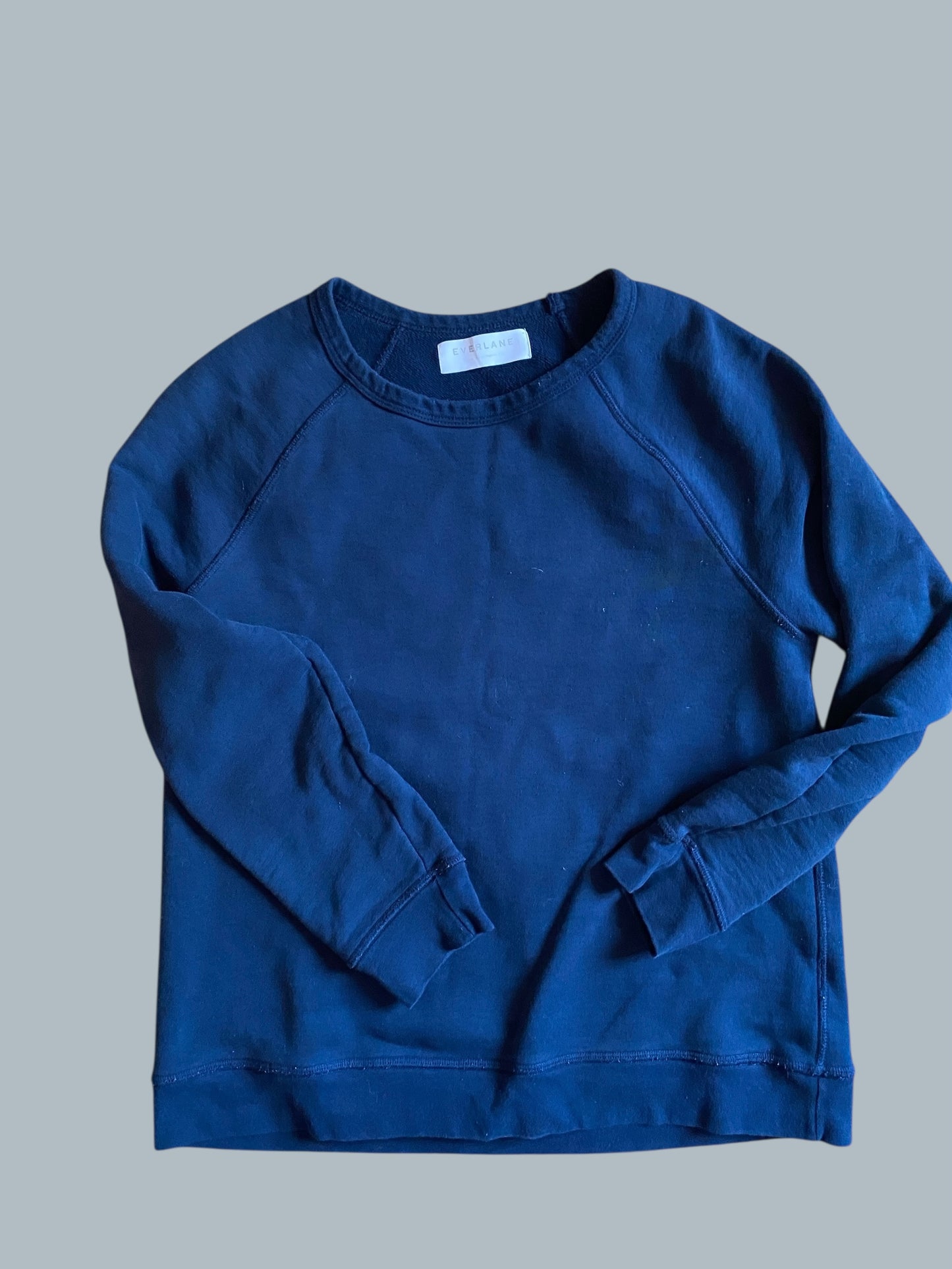Navy cotton blend crewneck sweatshirt women's medium | Everlane