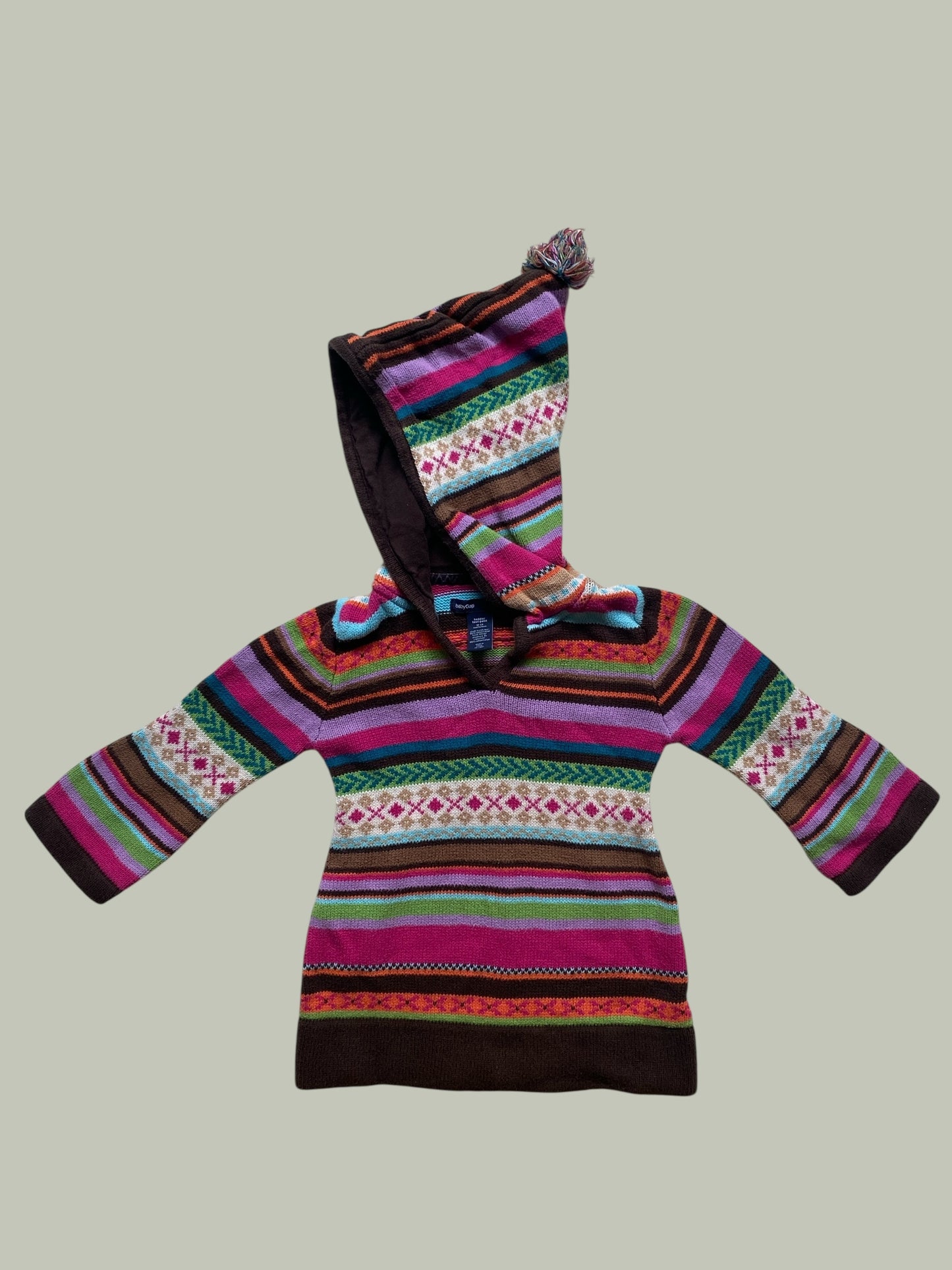 Cotton knit sweater with pixie hood 18-24m | Gap