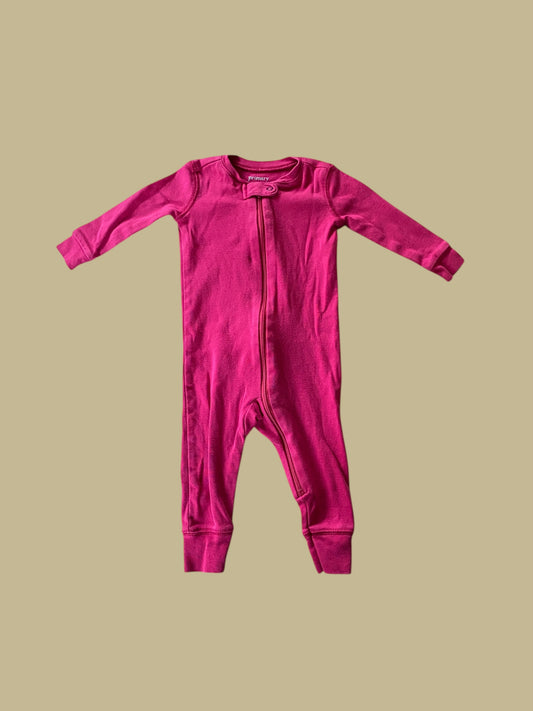 Organic cotton hot pink zip sleeper 6-9m | Primary