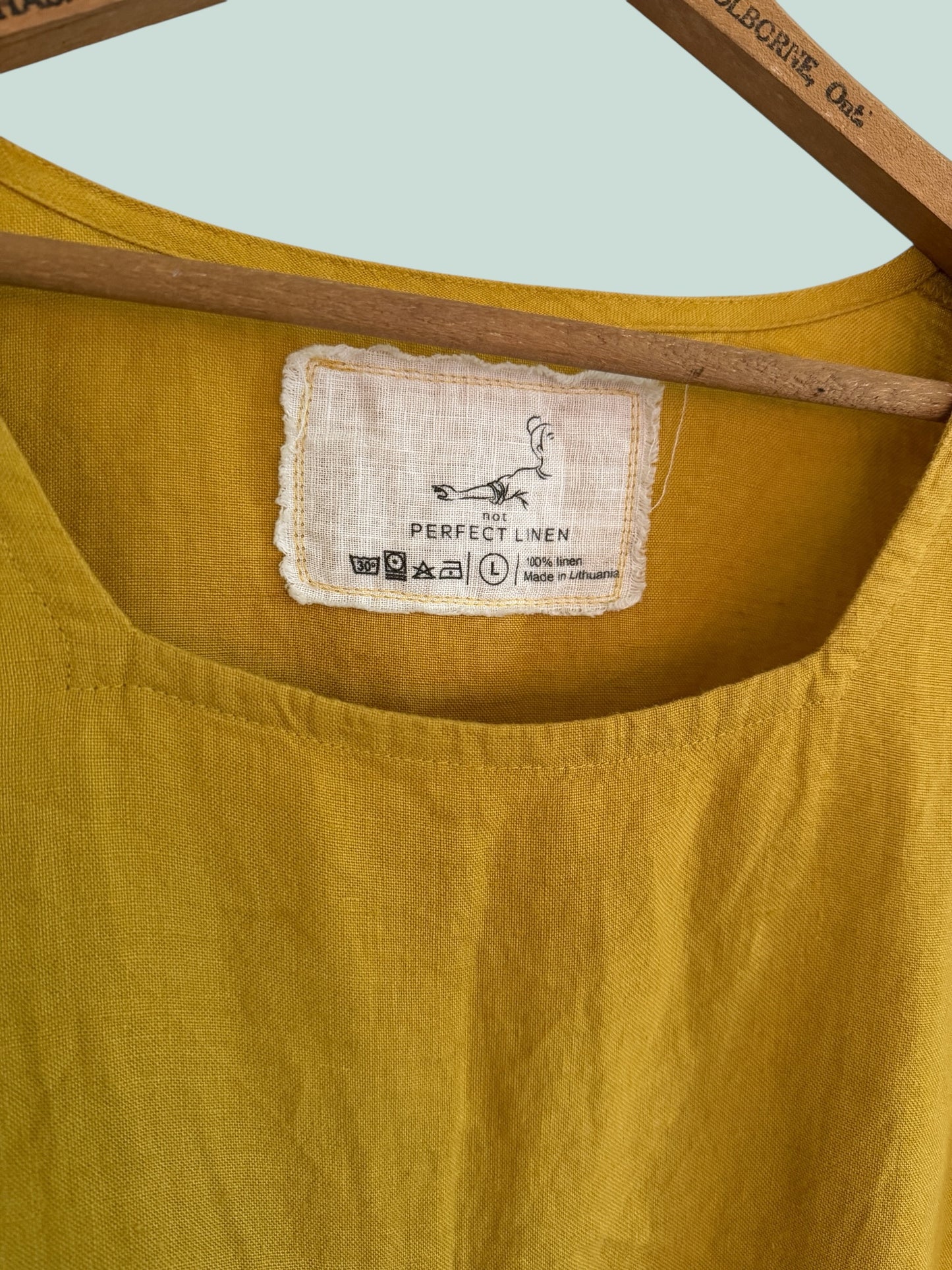 Yellow linen 'Odesa' gathered dress women's size large | Not Perfect Linen