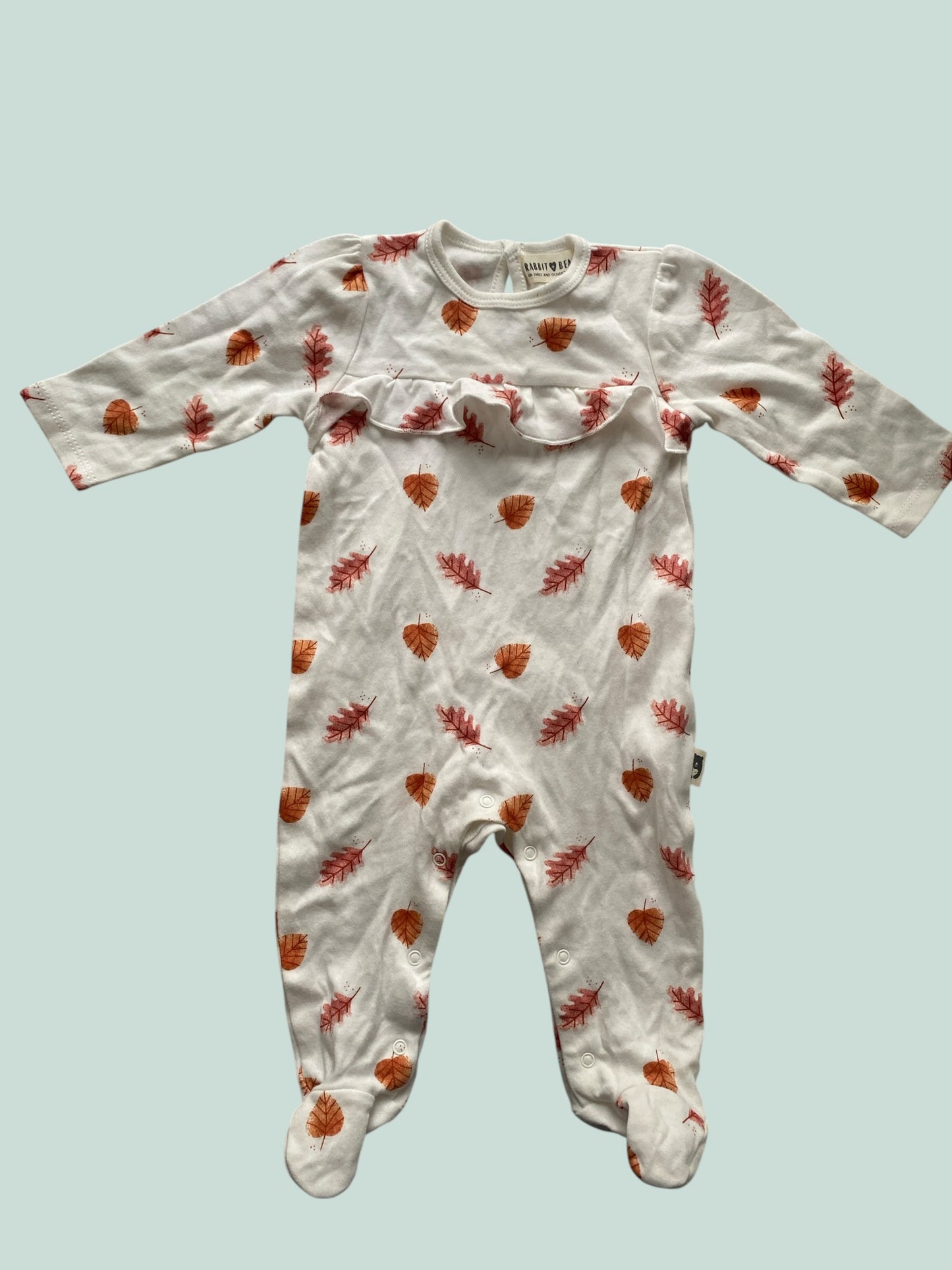 Leaves organic cotton footed sleeper/romper 3-6m | Rabbit + Bear