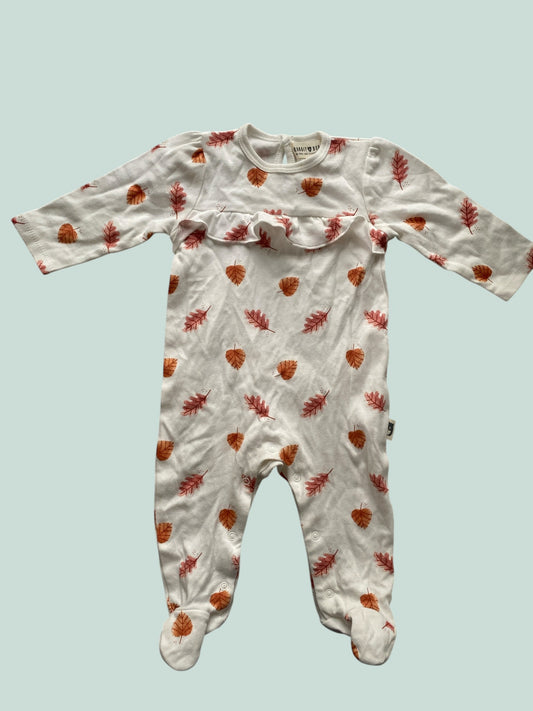 Leaves organic cotton footed sleeper/romper 3-6m | Rabbit + Bear