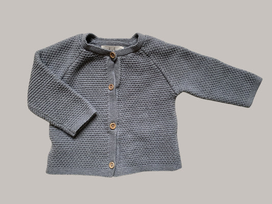 Grey cotton knit cardigan 6-12m | Indaba