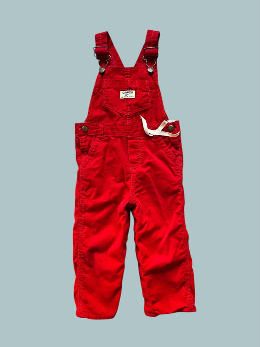 Bright red cotton corduroy overalls 24m | Oshkosh