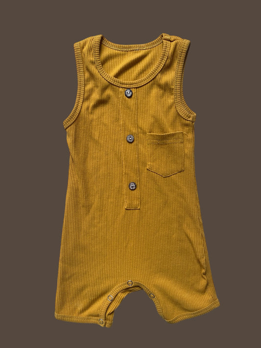 Stretchy ochre onesie ~6-12m