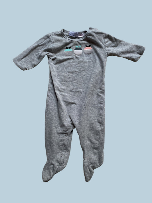 Grey cotton footed sleeper 3-9m | Gingerlilly Australia