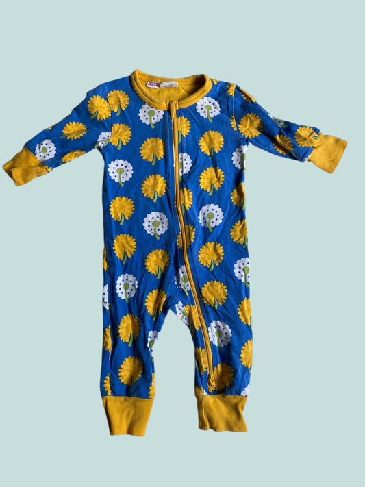 Organic cotton dandelion zip sleeper 3-6m (generous) | Maxomorra