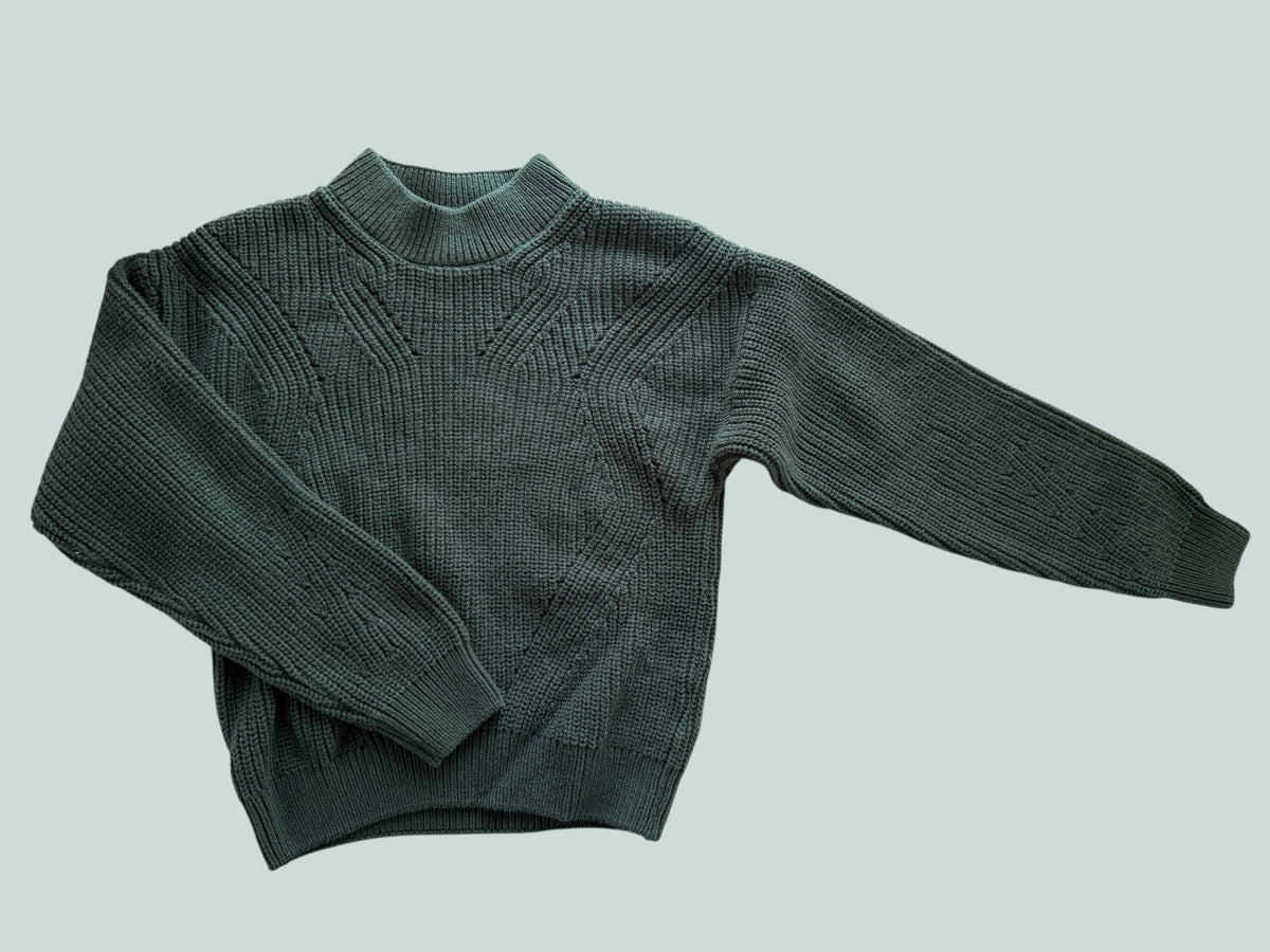 Cotton blend dark green knit sweater 12-14Y | H&M