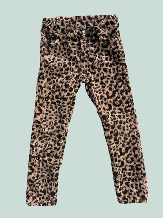 Cotton curduroy leopard print pants with adjustable waist 4-5Y | H&M
