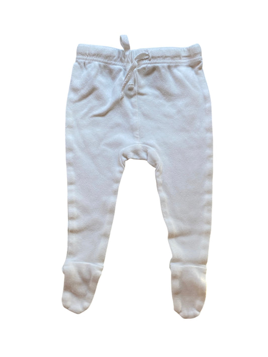 Organic cotton white footed pants 3-6m | Owlivia