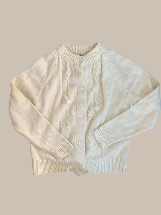 Vintage acrylic knit cream cardigan 14Y | De-Luxe