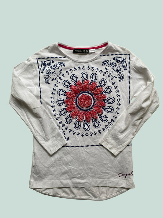 Cotton long sleeve top with ruggle detail 9-10Y | Desigual