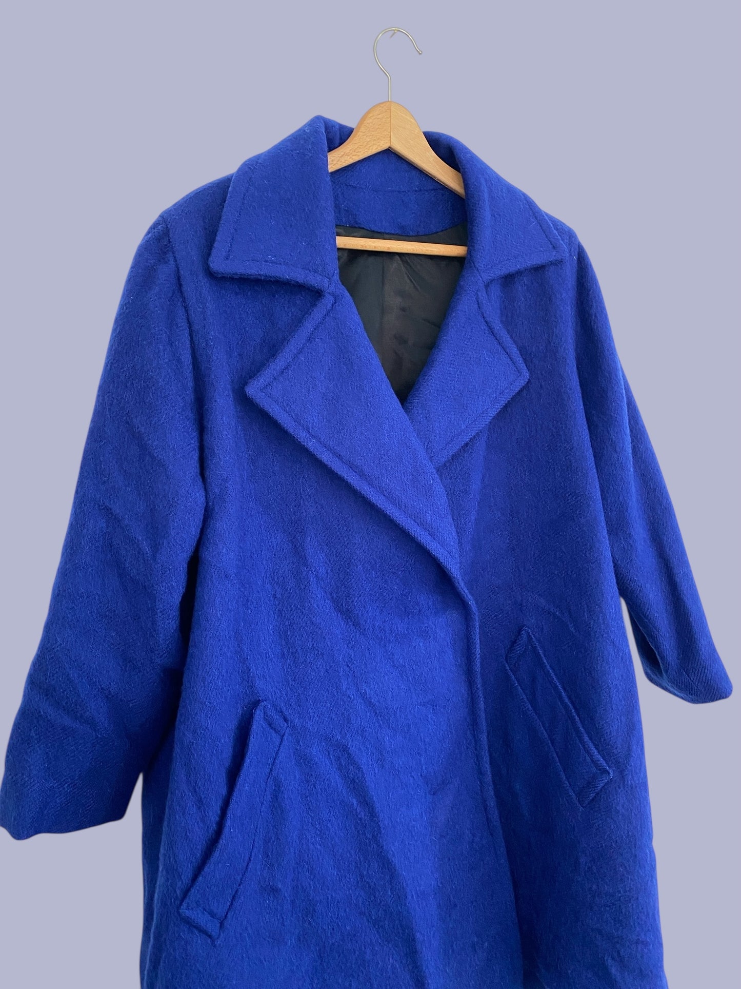 Vintage electric blue 100% mohair coat women's XL-XXL