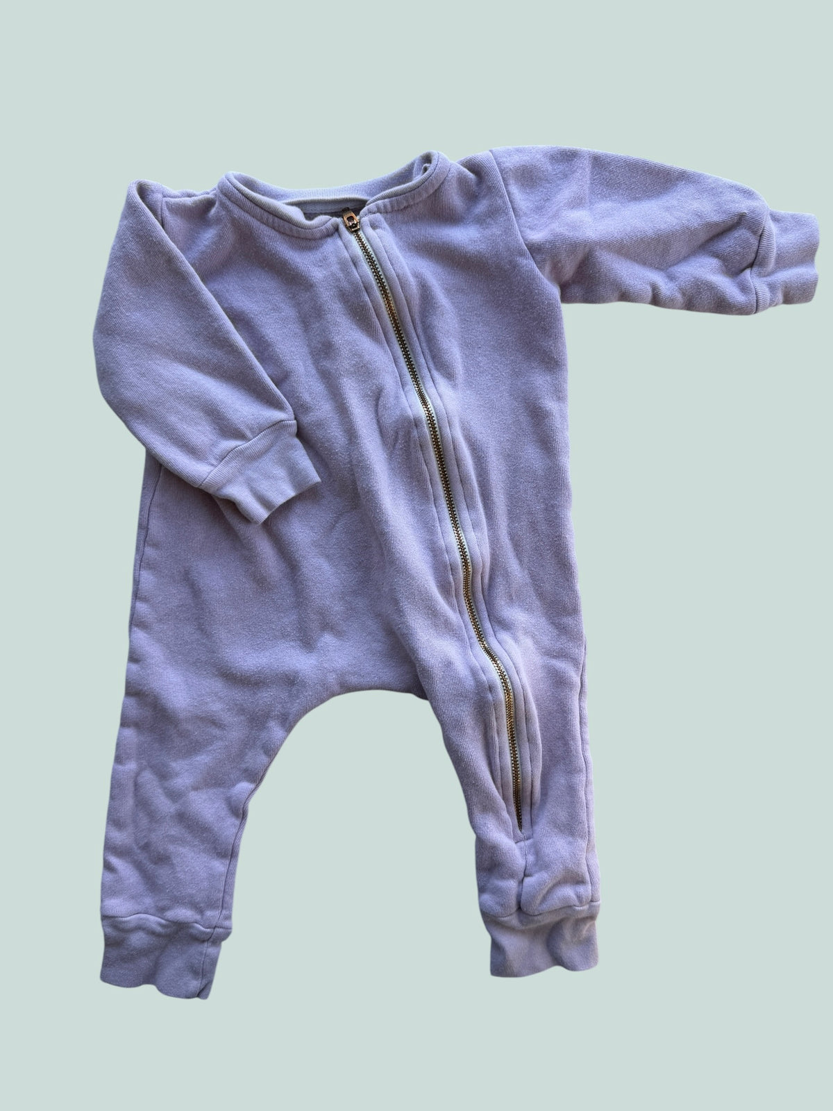 Organic cotton light pink zipped biker rompersuit 6-12m | Mini Mioche