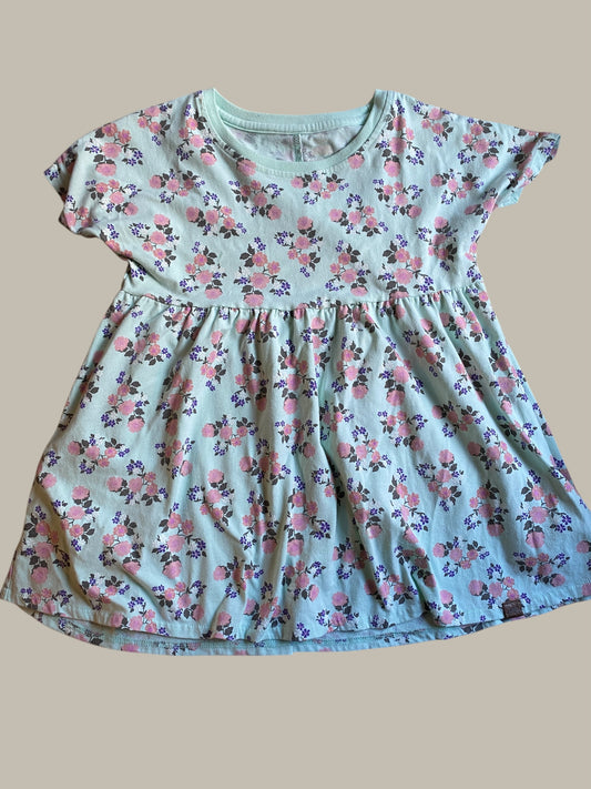 Mint green cotton flower dress 7-8Y | Roots