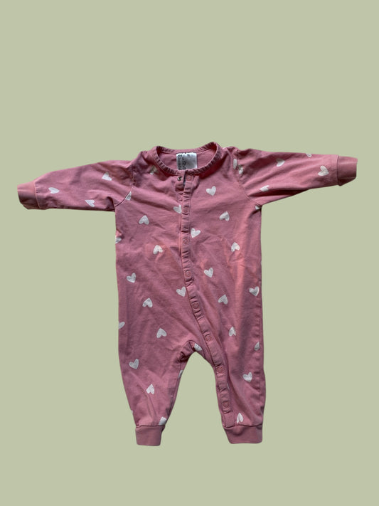 Cotton heart snap sleeper 3-6m | H&M