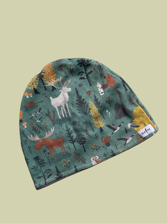 Organic cotton animal print beanie 5-10Y | Olive Me Handmade