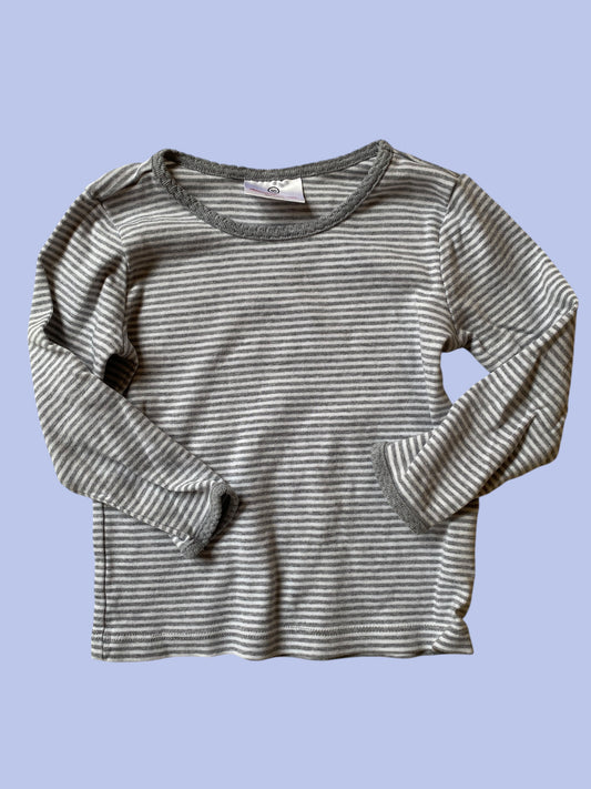 Striped cotton long sleeve top 2-3Y (90) | Hanna Andersson