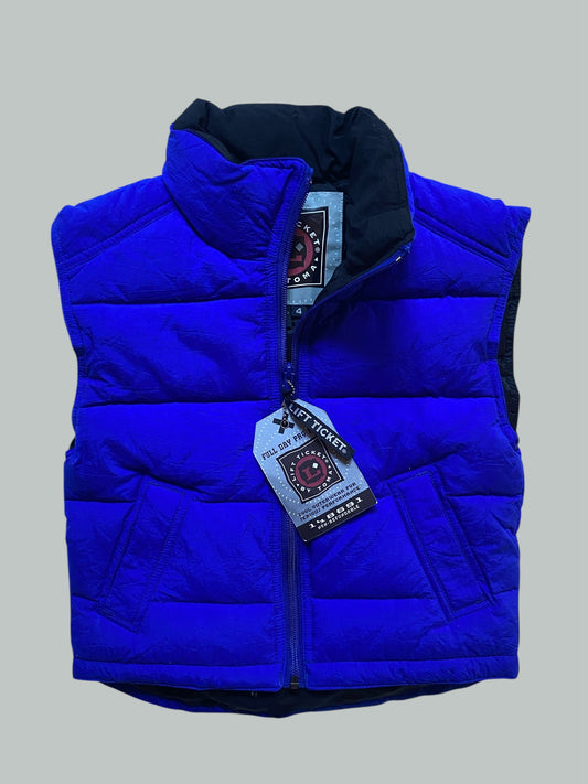 Down filled electric blue winter vest 4Y | Lift Ticket