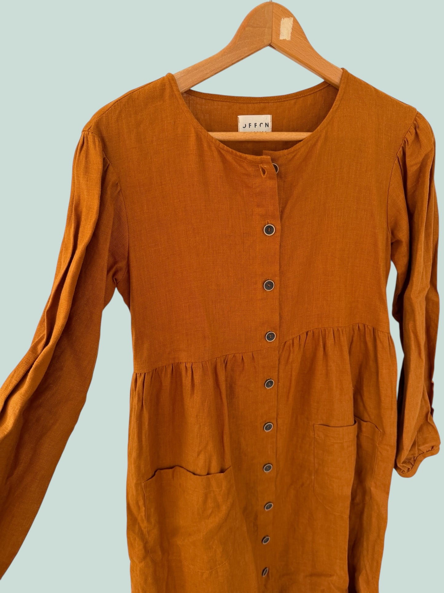 Rust organic linen dress small/medium (see measurements) | OffOn Clothing