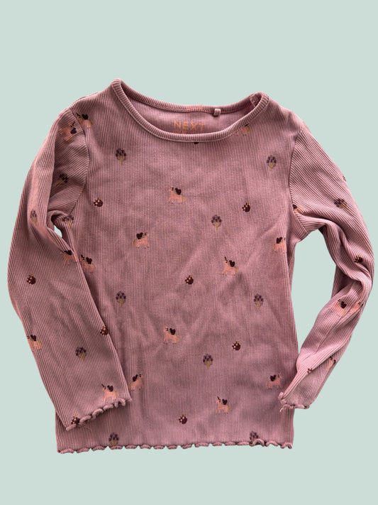 Pink cotton long sleeve top with unicorns 2-3Y | Next UK