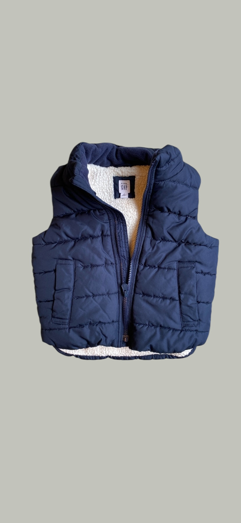 Navy Sherpa lined vest 3Y | Gap