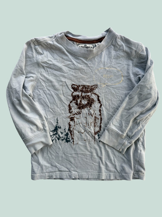 Cotton raccoon long sleeve top 5Y | Old Navy