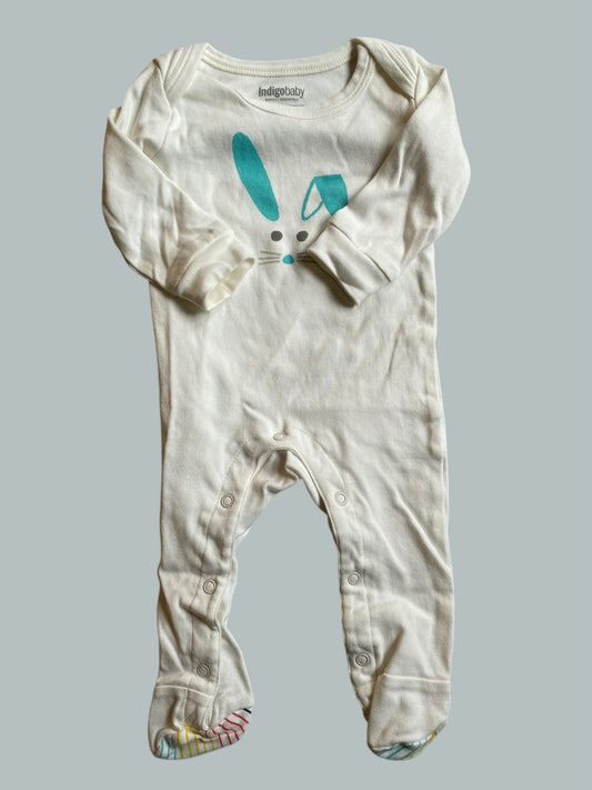 Cotton bunny sleeper 3-6m | Indigo