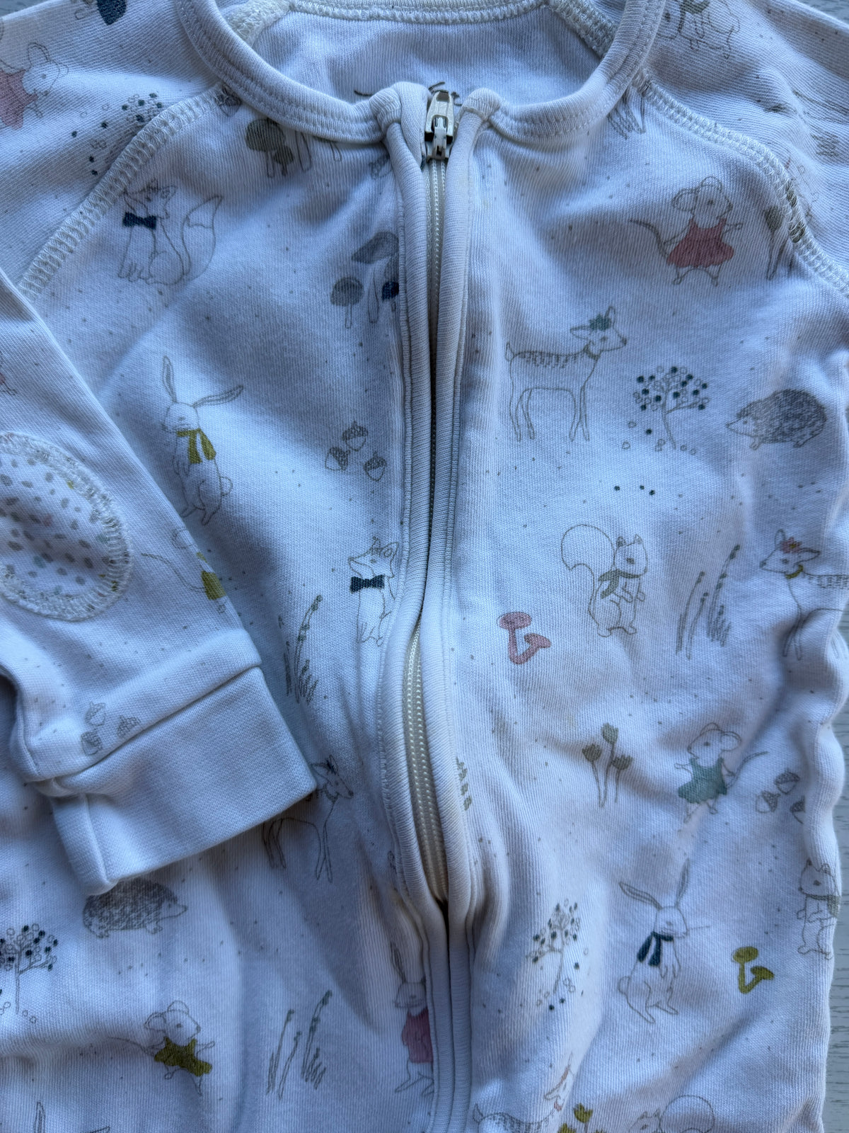 Organic cotton white woodland animal two-way sleeper 12m | Pehr